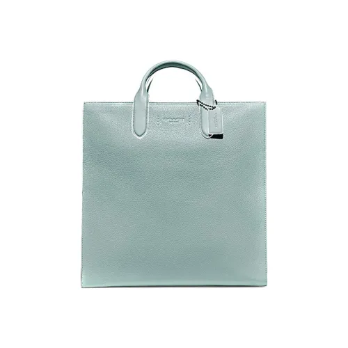 COACH Gotham Tall Leather Zippers Detachable Strap TOTE Portable Crossbody Bag, Shoulder Bag Tubas Men's Aqua Blue