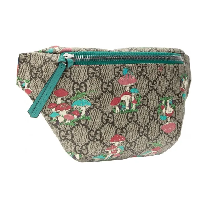 GUCCI Canvas With Leather Fanny Pack Sling Bags Kids' Bags Kids' Ebony Wood With Mint Green/Sweet Color-1