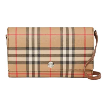 Burberry Canvas Money Clip Shoulder Bag Unisex Malt Brown