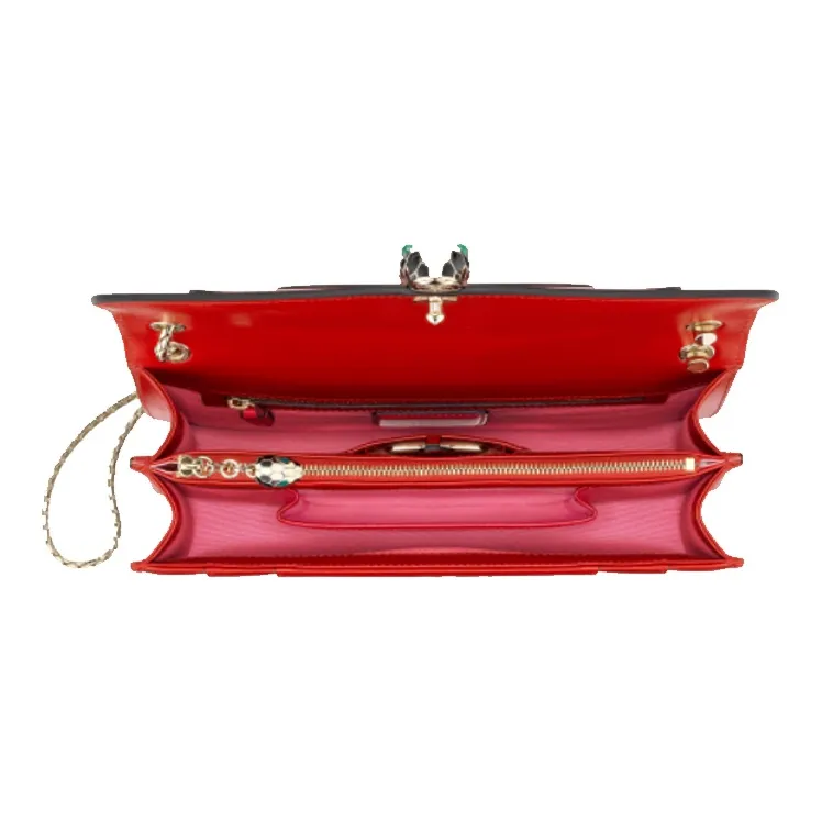 BVLGARI Serpenti Forever Calfskin Shoulder Bag Unisex Red-3