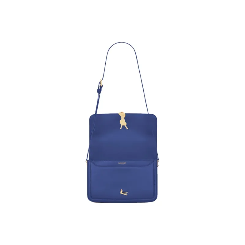 SAINT LAURENT SOLFERINO Leather Crossbody Bag Shoulder Bag Women's Sapphire Blue-6