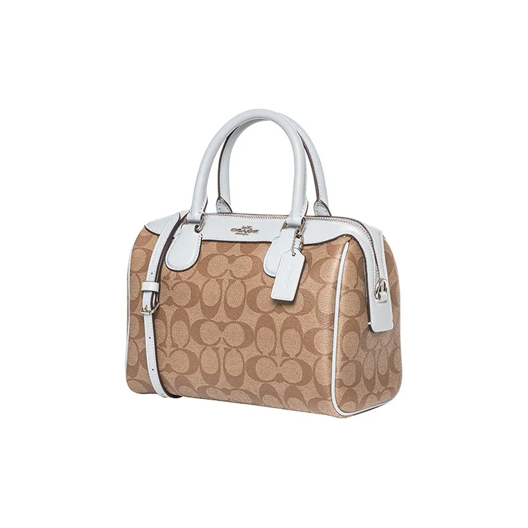 COACH Bennett PVC Boston Bag Handbag Crossbody Bag Medium Size Women's Khaki Light Blue-3
