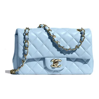CHANEL Classic Flap CF Lambskin With Metal Shoulder Bag Crossbody Bag Mini Women's Babyblue Sky Blue