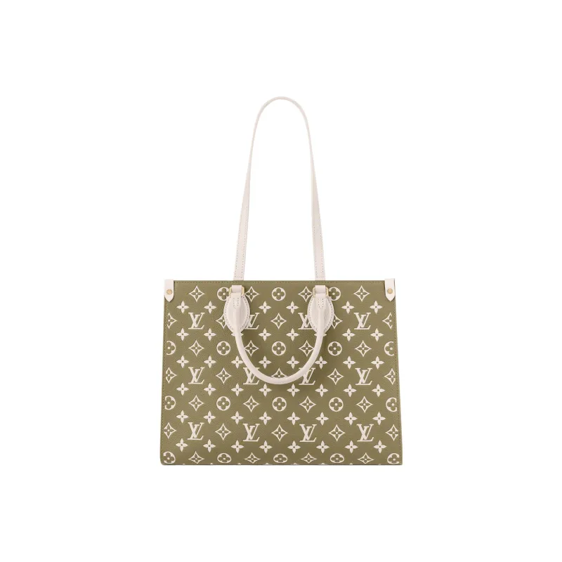LOUIS VUITTON Onthego Mm Khaki Green/Beige/Cream-3
