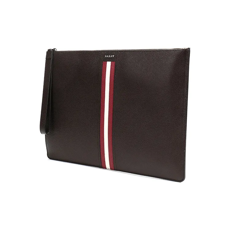 BALLY Leather Clutch Regular Men's Coffee Red White-1