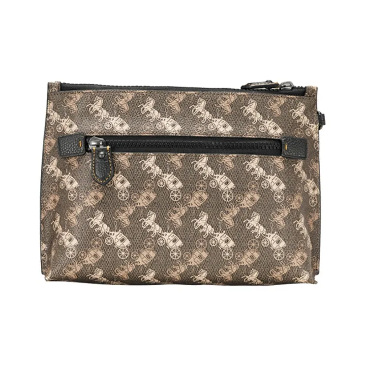 COACH Women's Charlie 23 Horse And Carriage Monogram Clutch Khaki-2