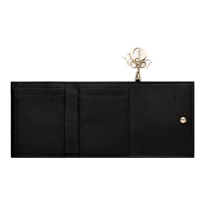 DIOR Lady Dior Lambskin Card Holder Wallet Women's Black-4