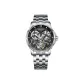 Silver Case Black Dial Silver Steel Band