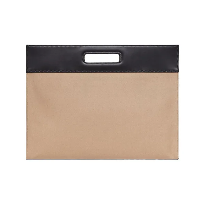 FENDI Canvas With Leather Canvas Bag Tote Bag Shopping Bag Shoulder Bag Handbag Regular Unisex Beige/Black-3