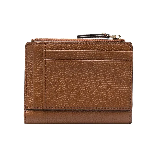 MICHAEL KORS Jet Set Cow Leather Card Holder, Coin Purse, Wallet Women's Caramel Brown-1