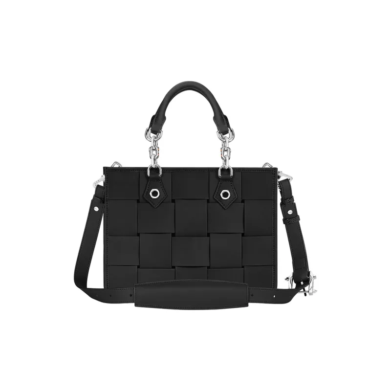 BABAMA Synthetic Leather Woven Bag Tote Bag Shopping Bag Crossbody Bag Handbag Mini Women's Black-1
