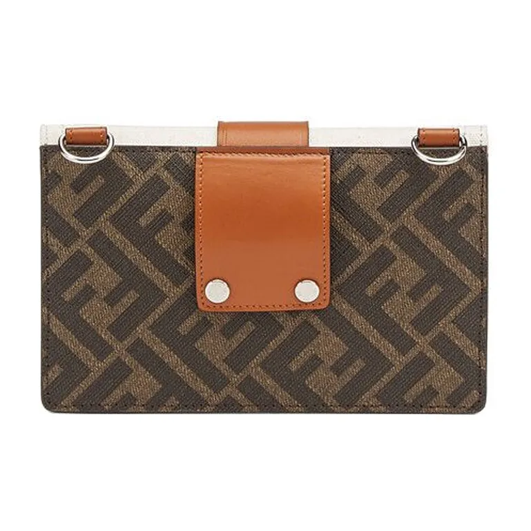 FENDI Baguette Canvas With Leather Baguette Bag Clutch Shoulder Bag, Crossbody Bag Regular Men's Brown/White-3
