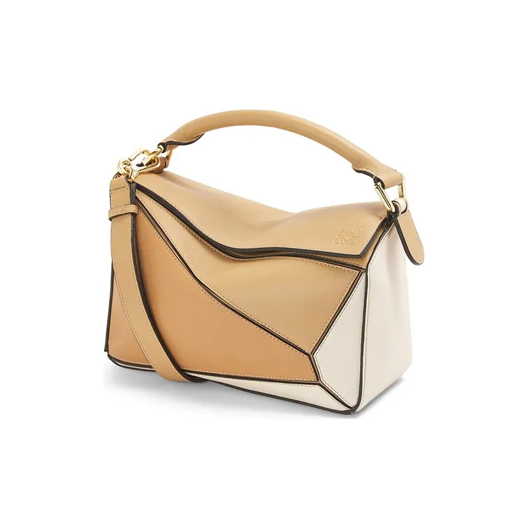 LOEWE Puzzle Calfskin Geometric Bag Puzzle Bag Handbag Shoulder Bag Crossbody Bag Small Size Women's Sand-0