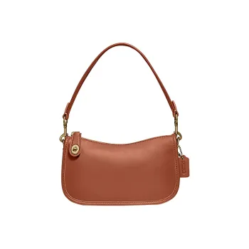 COACH Swinger Leather Shoulder Bag, Pochette, Handbag, Crossbody Bag, Shoulder Bag Women's Brown