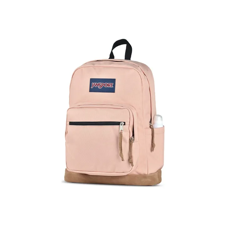 JanSport Leather Backpack Medium Size Unisex Beeswax Powder-1