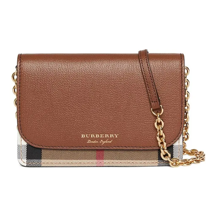 Burberry Vintage Calfskin With Canvas Shoulder Bag, Crossbody Bag Women's Brown-0