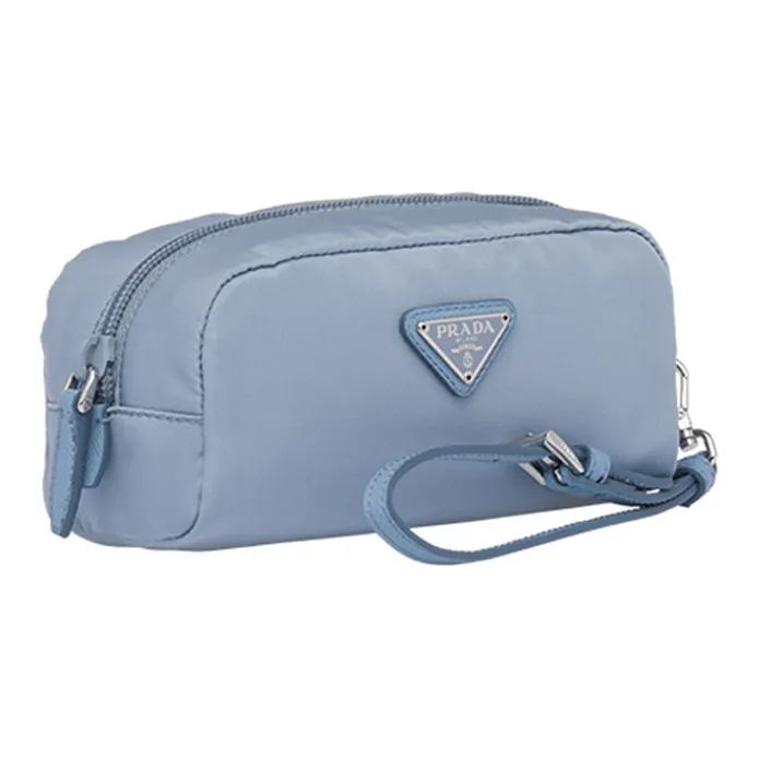 PRADA Nylon Handheld Makeup Bag Toiletry Bag Women's Light Blue-1