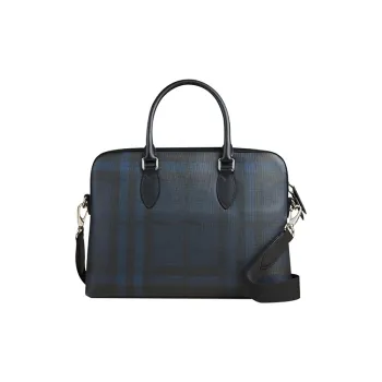 Burberry PVC Briefcases Handbags Men's Navy Blue