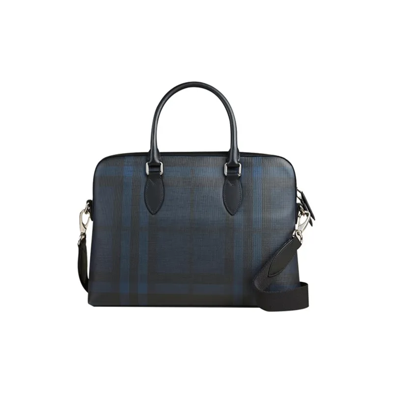 Burberry PVC Briefcases Handbags Men's Navy Blue-0