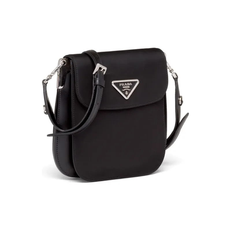PRADA Nylon And Leather Shoulder Bag Women's Black-1