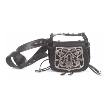 PRADA Calfskin With Velvet Shoulder Bag Crossbody Bag Women's Black