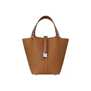 HERMES Picotin Lock Epsom Leather Handbag Women's Gold/Northern Blue/Hermes Red