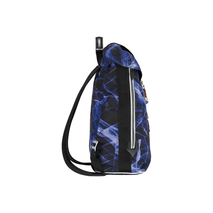 MONTBLANC Meisterstuck Nylon Patchwork Eco Friendly Cow Leather Fabric Backpacks Backpack Medium Size Unisex Black/Blue-3