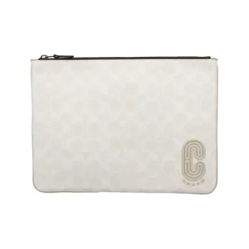 COACH Pouch PVC Briefcase Clutch Large Size Women's White