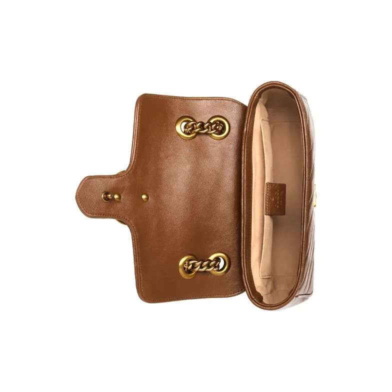 GUCCI GG Marmont Leather Crossbody Bag, Shoulder Bag Women's Brown-5