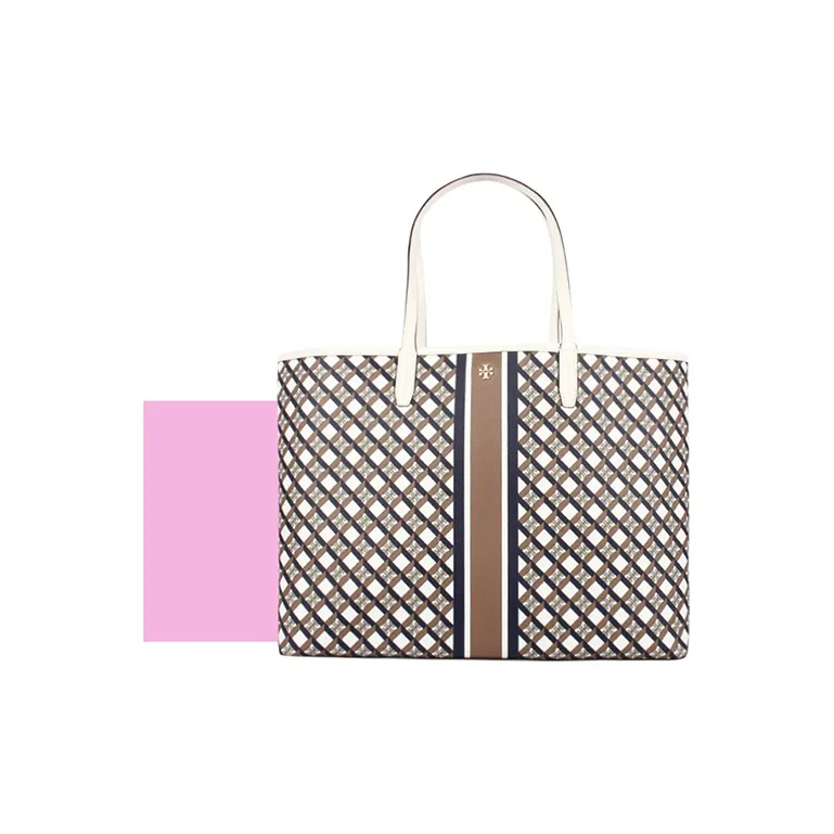 TORY BURCH Perry Coated Canvas Tote Bag Shopping Bag Shoulder Bag Handbag Regular Women's Brown Multicolor-4