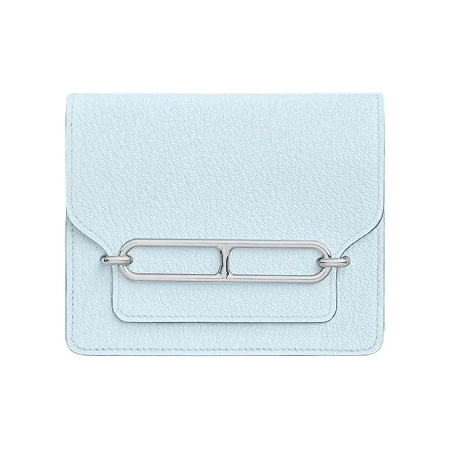 HERMES Roulis Mysore Goat Skin Pig Nose Fanny Pack Card Holder Coin Purse Wallet Regular Women's T0 Misty Blue-0