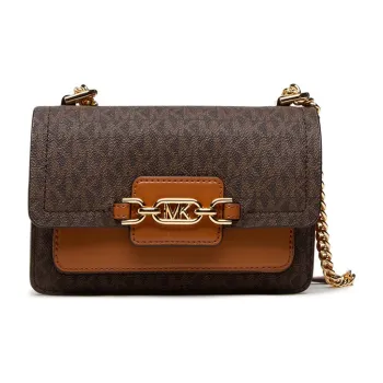 MICHAEL KORS Heather Leather Small Square Bag, Envelope Bag, Chain Bag, Crossbody Bag Small Size Women's Acorn Brown