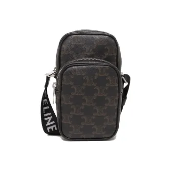 CELINE Triomphe Leather Messenger Bag, Shoulder Bag, Crossbody Bag Mini Men's Yellow Brown