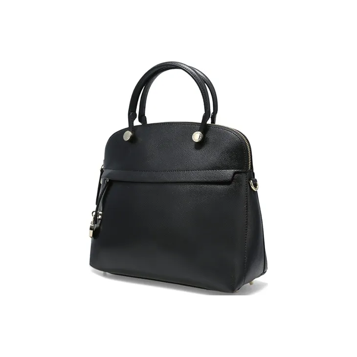 Furla Piper Collection Leather Tote Bag Shopping Bag Shoulder Bag Handbag Medium Size Women's Black-1