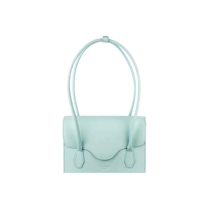 YESE STUDIO Elizabeth Series Cow Leather Shoulder Bag, Handbag Regular Women's Light Blue Green-0