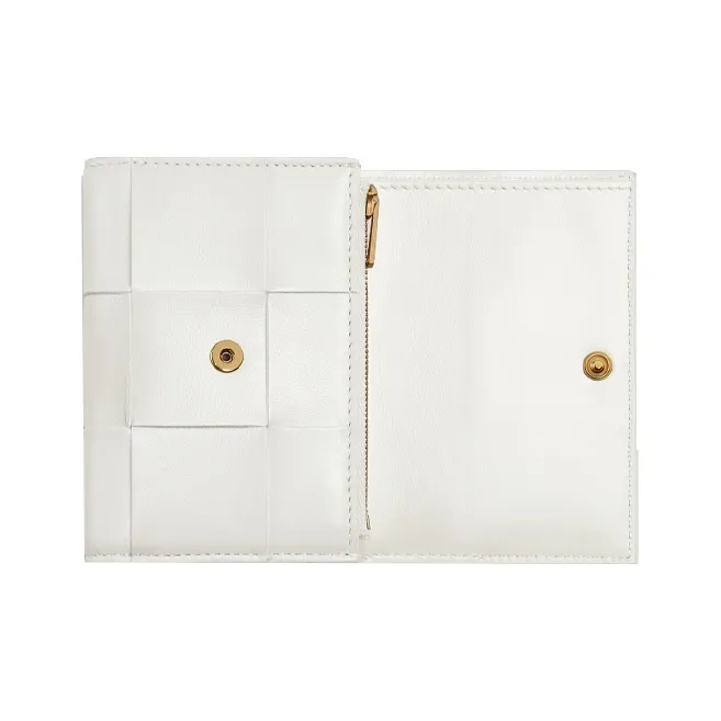 Bottega Veneta Leather Wallet Women's Pink White-2