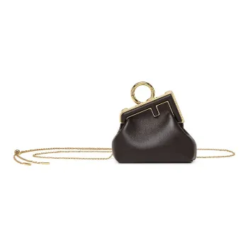 FENDI Fendi First Sheepskin Earphone Case Shoulder Bag Crossbody Bag Extra Mini Women's Black