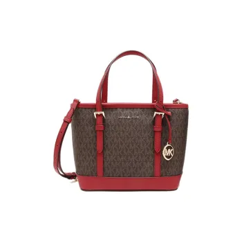 MICHAEL KORS Jet Set Travel Coated Canvas Tote Bag Shopping Bag Handbag Shoulder Bag Women's Red Brown Multicolor