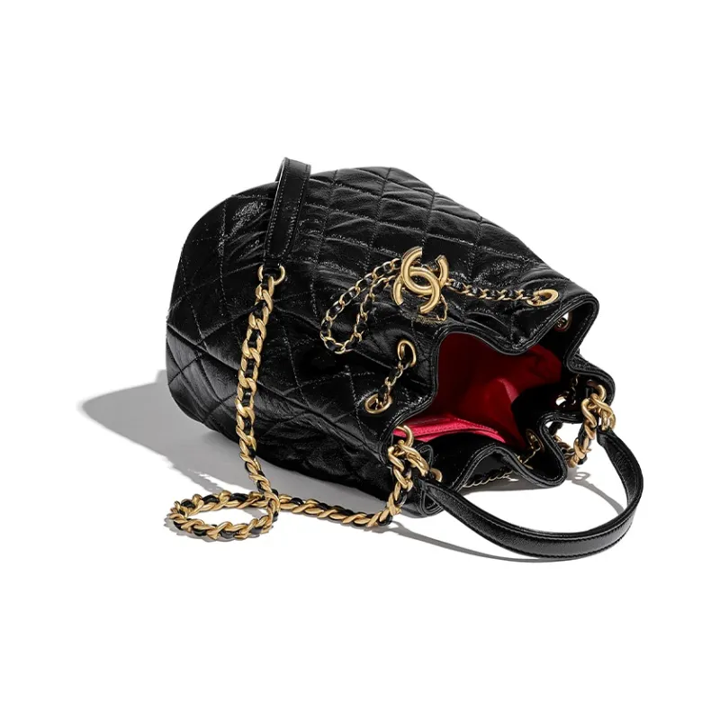 CHANEL Polished Lambskin Bucket Bag Handbag Women's Black-2