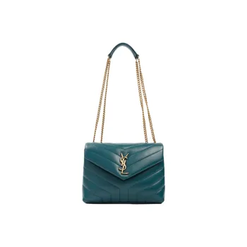 SAINT LAURENT LOULOU Quilting Calfskin Shoulder Bag Women's Turquoise