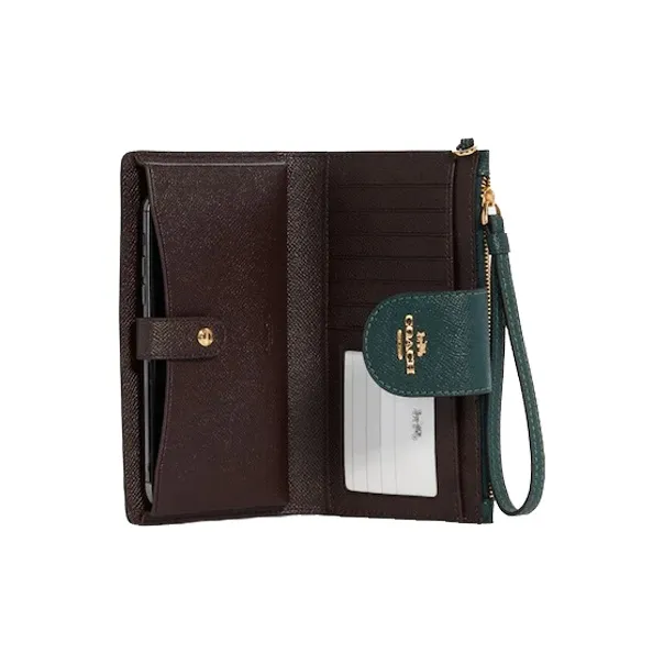 COACH Boxed Cross Grain Leather Handle Handheld Inner Compartment Wallet Box Trumpets Women's Jasper-1