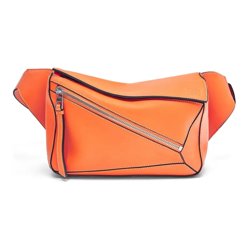 LOEWE Puzzle Smooth Calf Leather Fanny Pack Small Size Men's Orange-0