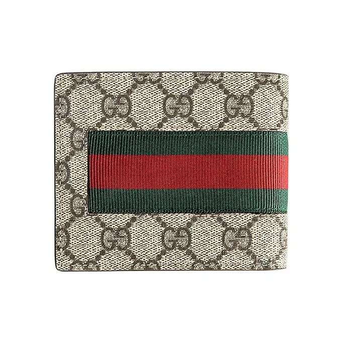 GUCCI Canvas With Leather Wallet Men's Ebony/Brown/Beige-1