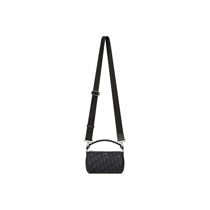 DIOR Oblique Printed Fabric With Grain Cow Leather Messenger Bag, Handbag, Shoulder Bag, Crossbody Bag Mini Men's Black-1