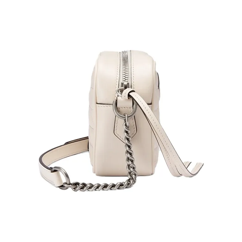 GUCCI GG Marmont Leather Camera Bag Shoulder Bag Crossbody Bag Mini Women's White-3