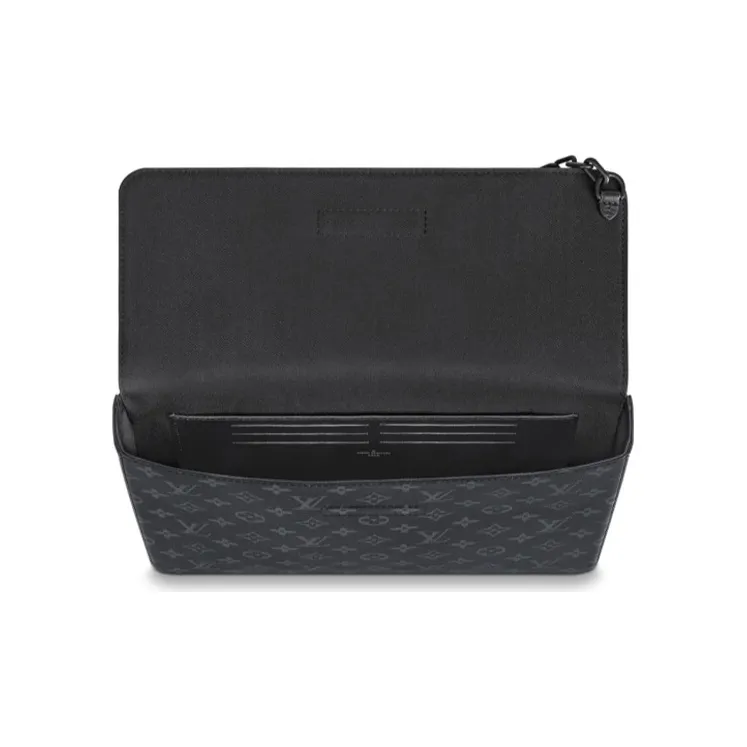 LOUIS VUITTON Coated Canvas Clutch Men's Black-3