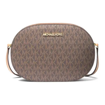 MICHAEL KORS Jet Set Travel Leather Camera Bag, Shoulder Bag, Crossbody Bag Medium Size Women's Acorn Brown