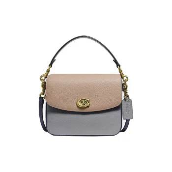 COACH Cassie Leather Messenger Bag Handbag Shoulder Bag Crossbody Bag Small Size Women's Blue Beige Multicolor