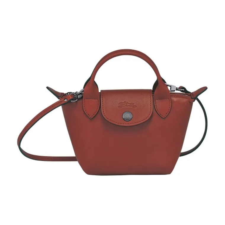 LONGCHAMP Le Pliage Cuir Sheepskin Handbag Shoulder Bag Crossbody Bag Medium Size Women's Russet-0