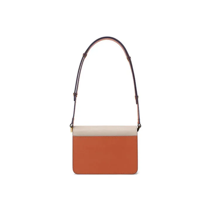MARNI Cow Leather Portable Crossbody Bag, Shoulder Bag Women's Light Coffee Green Multicolor-3